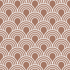 Wall Mural - seamless mocha brown art deco rounded feather geometric pattern vector