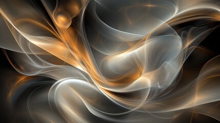 Wall Mural - Digital abstract with soft fluid shapes glowing against a dark cosmic background