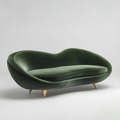 Canvas Print - Sculptural Green Velvet Sofa: Mid-Century Modern Design