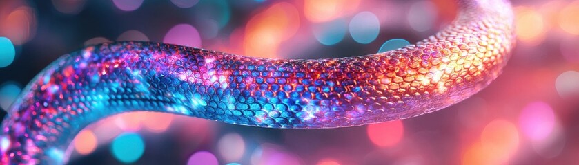 Poster - Colorful snake slithering through a vivid background abstract art close-up view fantasy concept