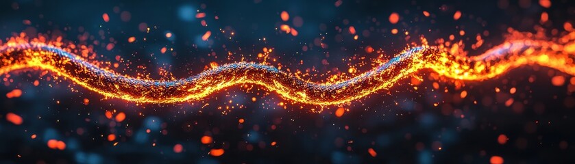 Poster - Dynamic flow of fiery energy abstract setting digital visualization dark background high-impact conceptual art