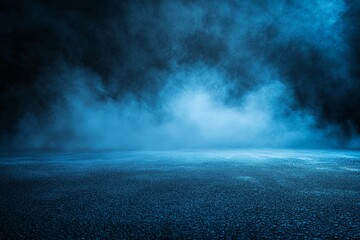 Fototapete - Dark blue smoky asphalt road background. (1)