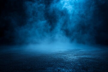 Poster - Dark blue smoky background with textured ground.