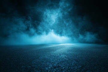 Poster - Dark blue smoky asphalt road at night. (2)