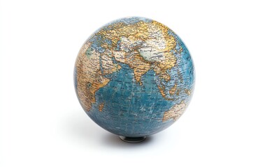 Poster - A digital globe featuring interconnected continents and data networks, representing global technology and communications, isolated on a white background