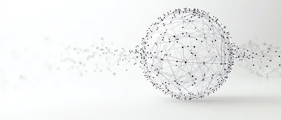 Poster - A global sphere with digital networks connecting continents, representing the interconnected world of technology and communication, isolated on white