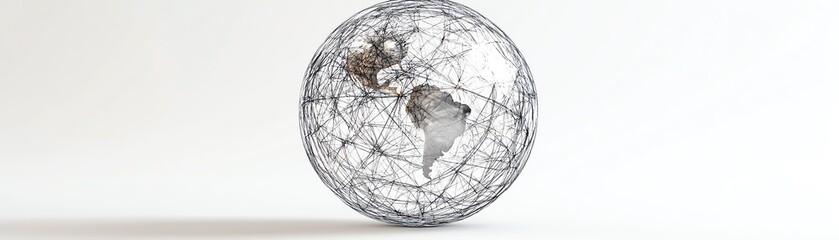 Poster - A hightech global sphere with digital connections between continents, symbolizing modern technology and global communication, isolated on white