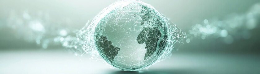 Poster - Earth with interconnected glowing digital networks, symbolizing communication and technology, futuristic, isolated on bright white background