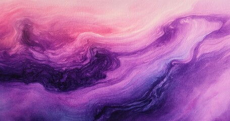 Poster - Fluid Purple and Pink Abstract Watercolor Swirl with Sparkling Glitter and Opaque Texture