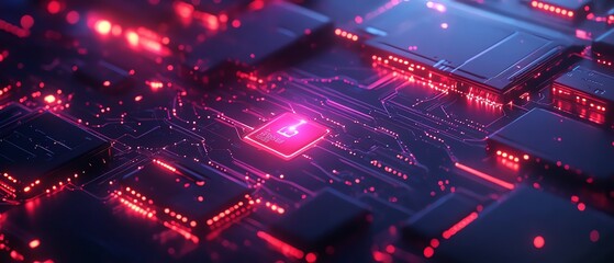 Poster - Cybersecurity and safety themes illustrated with glowing locks and data flow, representing technological protection and secure systems