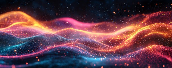 Poster - Cybersecurity concepts visualized with glowing locks and flowing data, representing technology and safety in a digital environment