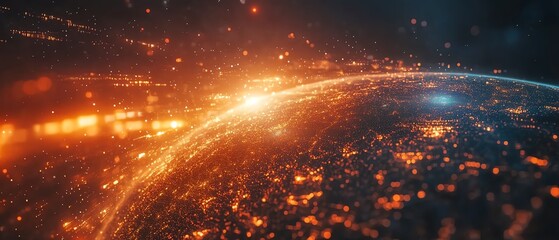 Poster - Digital globe with glowing connections and data streams, highlighting technological progress and innovation in a modern tech environment