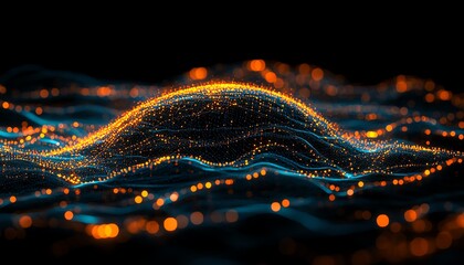 Poster - Representation of a digital globe with glowing connections and data streams, symbolizing technological advancement and global connectivity