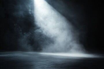 Poster - Dramatic spotlight illuminating smoky dark room floor.