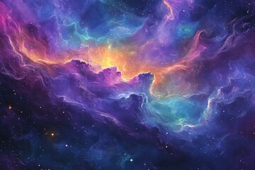 Wall Mural - cosmic nebula swirling colors across space