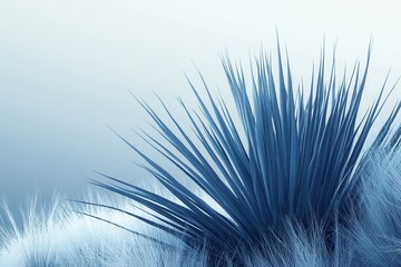 Wall Mural - Abstract blue plant composition with spiky textures.