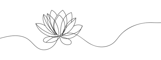 Wall Mural - lotus illustration of a flower line art style vector with transparent background editable stroke.