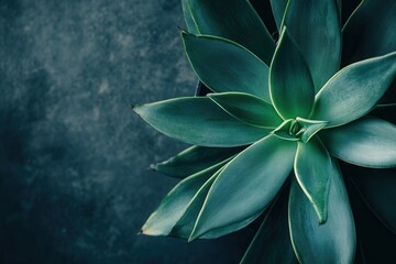 Wall Mural - Close-up of a succulent plant against a dark background.