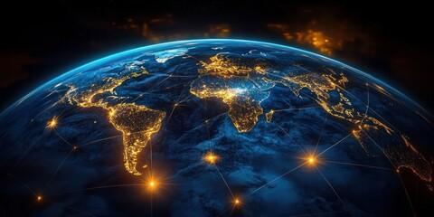 Poster - Digital Earth Network Global Connectivity Business Trade Finance Telecom Technology