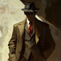 Poster - Retro Gangster in a Stylish Suit: Vintage Portrait