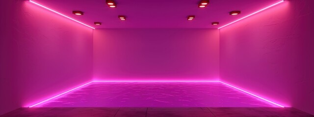 Wall Mural - room Background of empty room with spotlights and lights, abstract purple background 