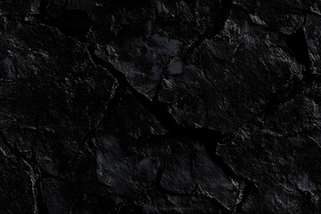 Wall Mural - Black rock texture. Rough mountain surface with cracks. Close-up. Stone background with space for design.