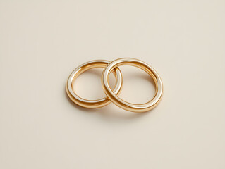 Elegant gold rings intertwined on soft background, symbolizing unity and connection