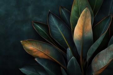 Poster - Lush green leaves against a dark background.