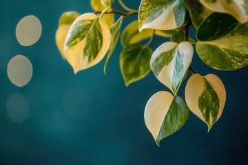 Poster - Lush green leaves with a soft bokeh background.