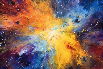 Wall Mural - cosmic abstract nebula painting vivid colors