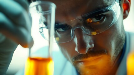 Poster - Close up of a scientist conducting a chemical experiment in a laboratory