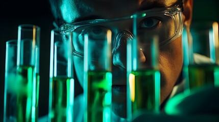 Poster - Glassware Filled with Colorful Liquids in Science Laboratory Setting
