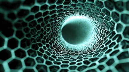 Poster - Abstract Hexagonal Tunnel Structure Digital Art