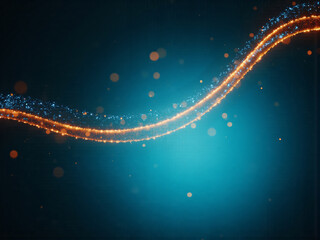 Poster - A visually striking background features a wave of golden and blue sparkles flowing across a dark surface, creating a dynamic and vibrant atmosphere for graphic resources.