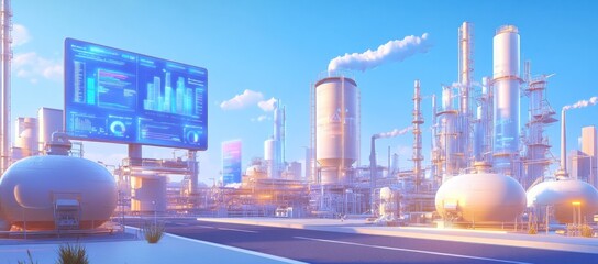 Poster - Futuristic Industrial Complex Data Displayed