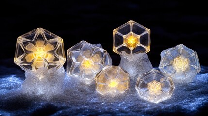 Poster - Illuminated Crystal Structures Glowing In The Dark