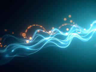 Poster - A dynamic abstract image features flowing blue and orange light waves, creating a sense of movement and energy for graphic resources.