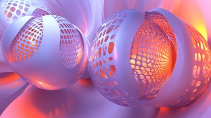 Poster - Abstract Purple and Orange Spherical Forms