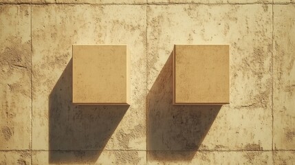 Aufkleber - Two Beige Cubes Against A Textured Wall