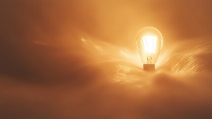 Poster - A softly blurred image of a light bulb, casting a gentle glow with warm light spreading out in soft, hazy patterns