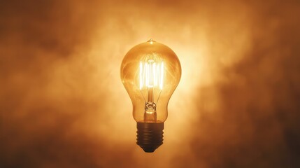 Poster - A softly blurred image of a light bulb, casting a gentle glow with warm light spreading out in soft, hazy patterns