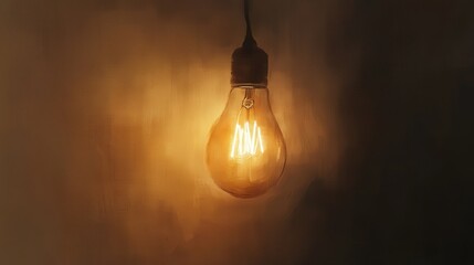 Poster - A softly blurred image of a light bulb, casting a gentle glow with warm light spreading out in soft, hazy patterns