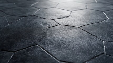 Poster - Dark Grey Hexagonal Stone Floor Tiles