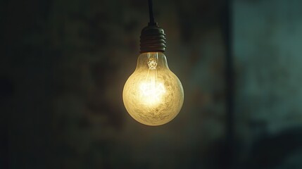 Poster - A softly glowing, blurred light bulb, casting a gentle, warm light that diffuses into the surrounding darkness, creating a calming effect