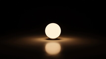 Poster - A softly glowing, blurred light bulb in a dark room, casting a warm, ambient light that gently fades into the background