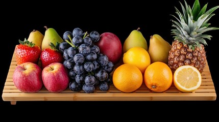 Poster - Assorted Fresh Fruits Arranged on Wooden Tray