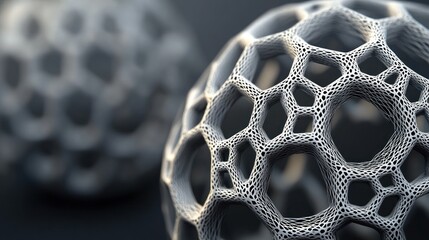 Aufkleber - Abstract Gray Lattice Sphere Structures Close Up
