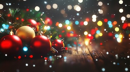Poster - A sparkling Christmas background decorated with vibrant lights in red, green, blue, and yellow.
