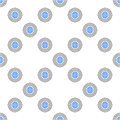 Poster - Earth Globe inside Target vector World outline seamless pattern