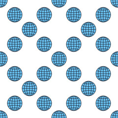 Poster - Earth Globe vector Travel simple blue seamless pattern